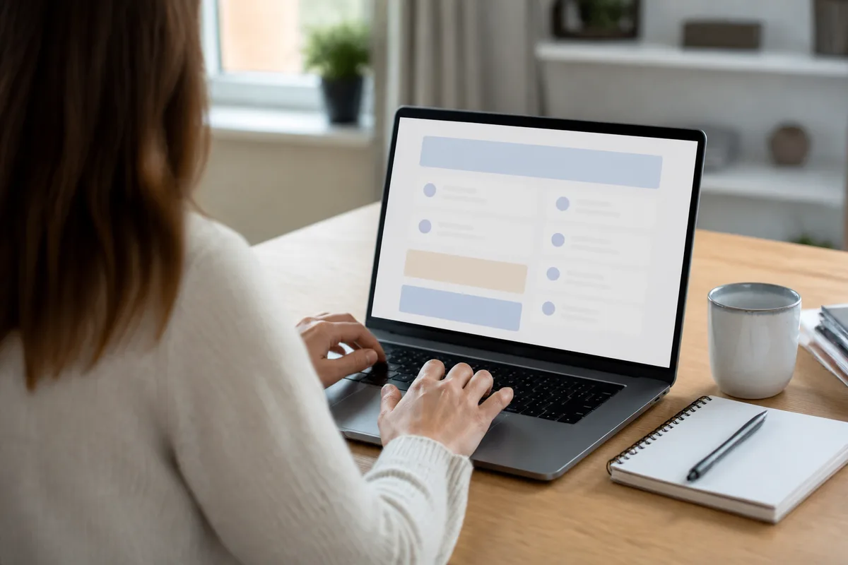 Personne consultant un service administratif en ligne sur un ordinateur portable